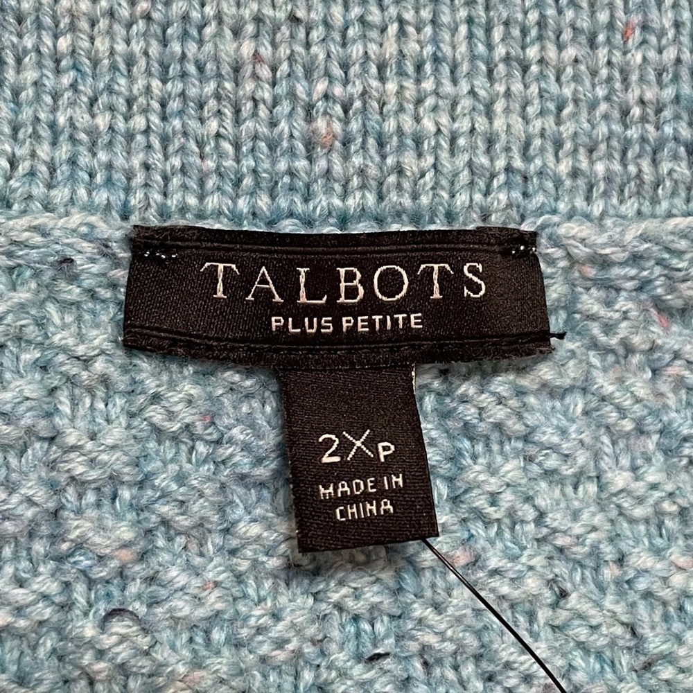 Talbots Aqua Blue Donegal Tweed Tunic Sweater w/ Sabrina Collar Size 2X Petite - Picture 3 of 11